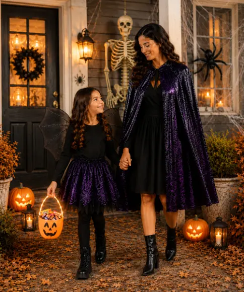 Halloweenkostuums voor dames en meisjes met heksencapes