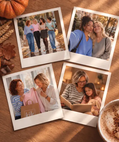 Fotocollage met vriendinnen en familie tijdens gezellige herfstmomenten