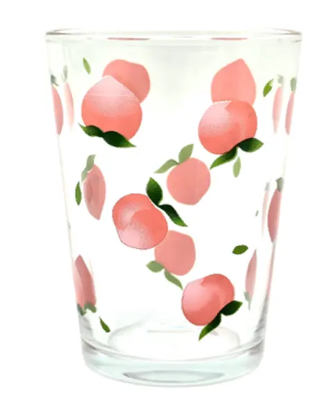 doorzichtig drinkglas met perzikmotief