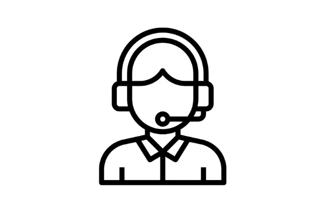 Pictogram van een persoon met headset voor klantenservice en contact