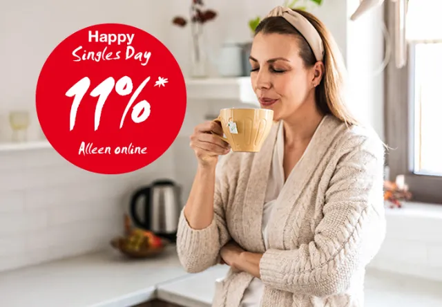 Met de code: SINGLE11 ontvang je 11% korting op artikelen uit ons Home assortiment