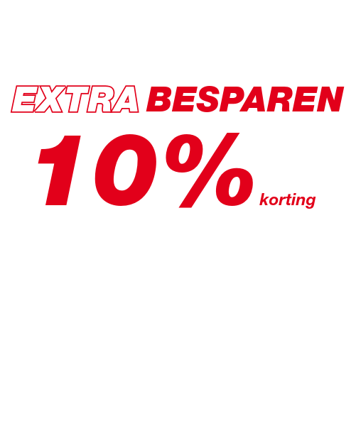 Vetgedrukte advertentie waarin “EXTRA BESPARINGEN” wordt gepromoot met een korting van 10%.
