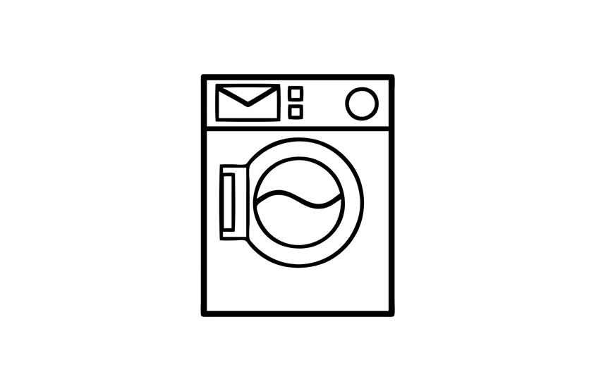 Pictogram van een wasmachine voor onderhouds- en wasvoorschriften